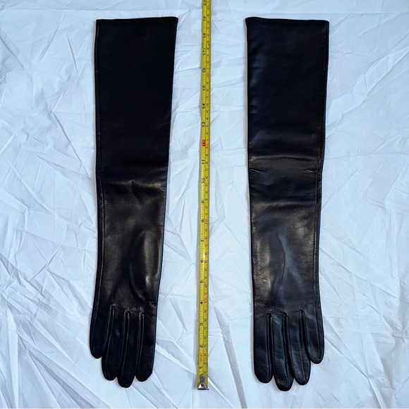 NWT Antonella Ferrante LEATHER GLOVES 16BT OPERA LENGTH LINED 100% SILK - Picture 2 of 8